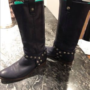 Frye navy studded leather boots. Like new